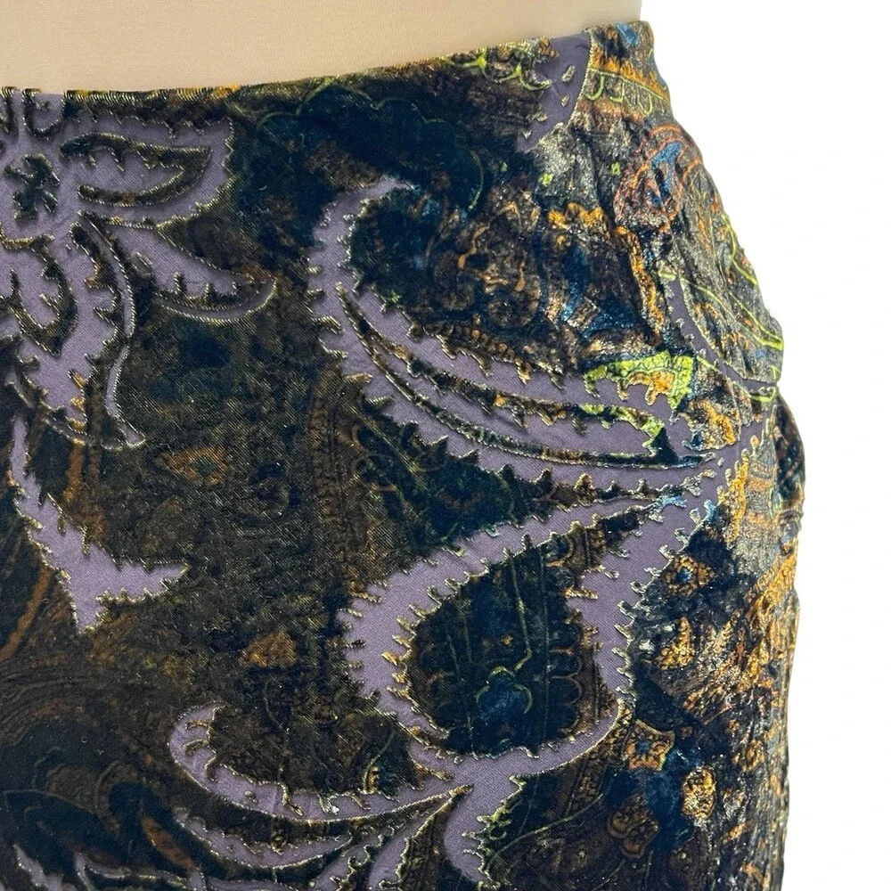 Vintage Y2K Lauren Ralph Lauren Skirt Large Burnout Velvet Silk Blend Paisley